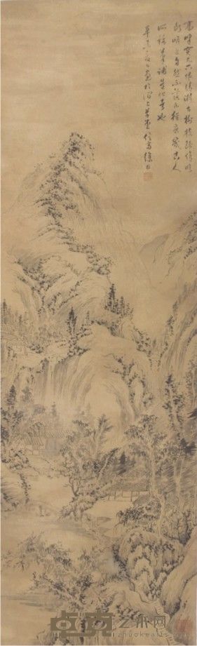 徐昉山水立轴 105×33