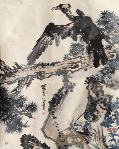 潘天寿鹰石图立轴 171×139