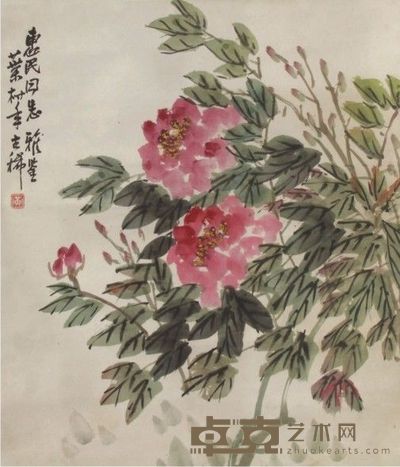 黄叶村花卉立轴 59×51