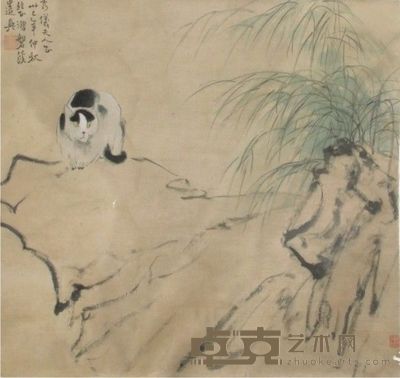 徐悲鸿猫立轴 48×56