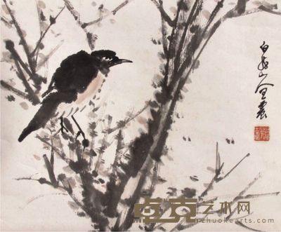 王震花鸟立轴 36×49