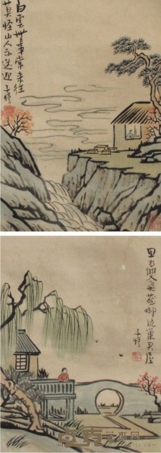 丰子恺人物双挖立轴 