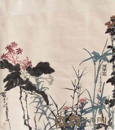 潘天寿雁荡山花立轴 120×115