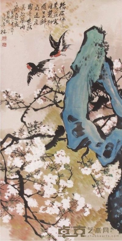 张辛稼花鸟立轴 91×67