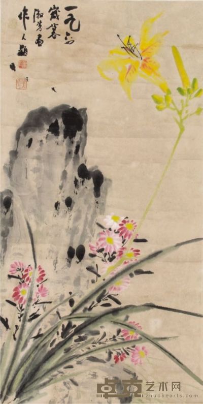 萧淑芳花卉立轴 67×33