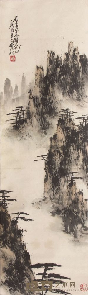 黄叶村山水立轴 88×27