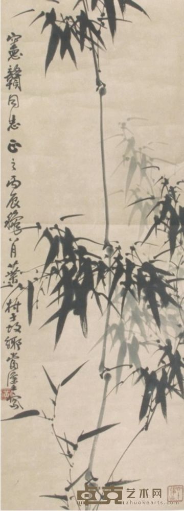 黄叶村墨竹立轴 86×30