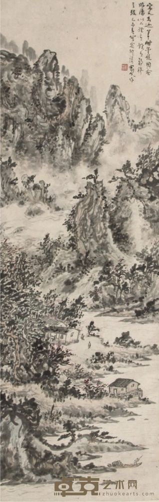 程啸天山水立轴 87×29