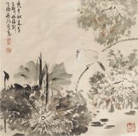 霍春阳花鸟立轴