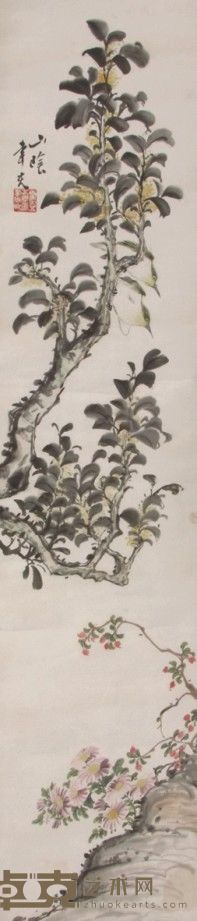 张聿光花鸟立轴 95×21