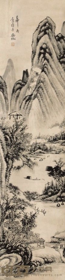 吴征山水立轴 125×30