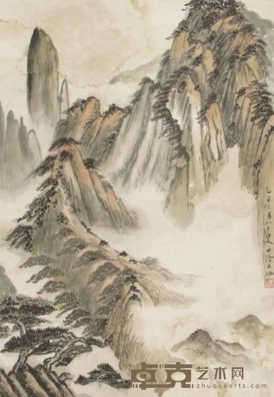 申石伽山水立轴 67×45