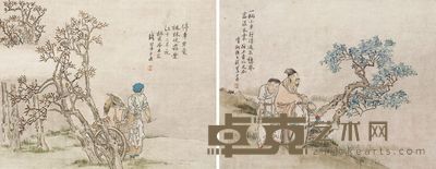 钱慧安人物二片 30×39×2