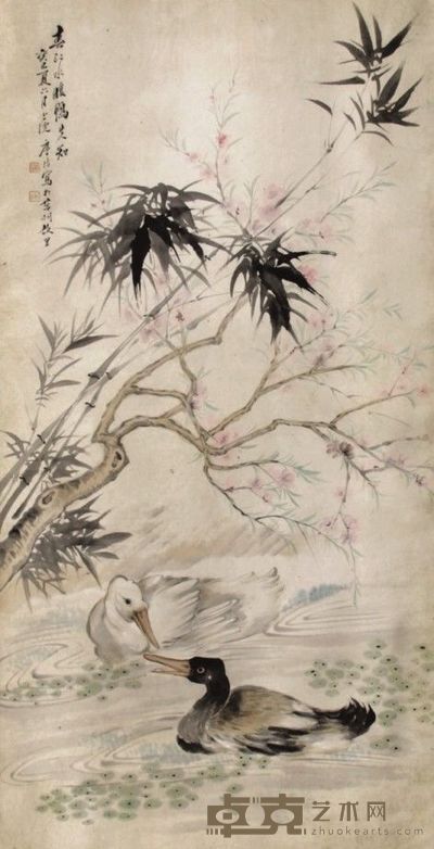 周序培花鸟立轴 136×68