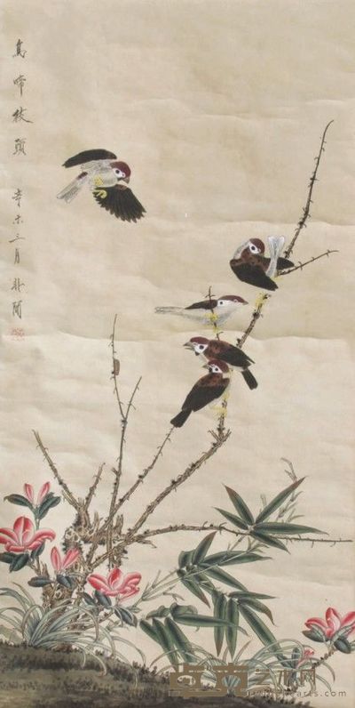 于非厂花鸟立轴 143×87