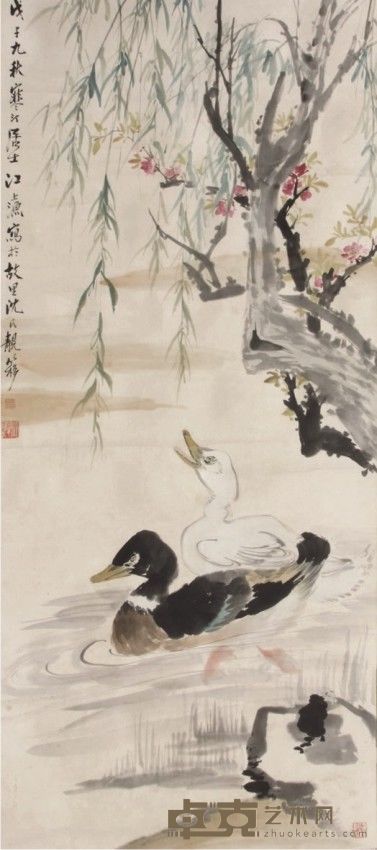 江寒汀花鸟立轴 118×54