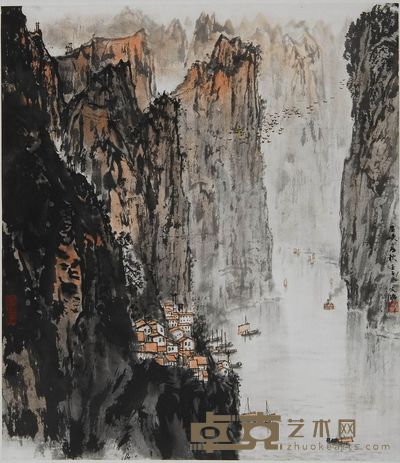 宋文治 1972年作 巫峡高秋 立轴 47×41.5cm