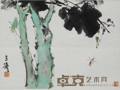 王雪涛 梧桐草虫 立轴 33.5×45.5cm