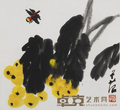崔子范 枇杷 镜心 33×36cm