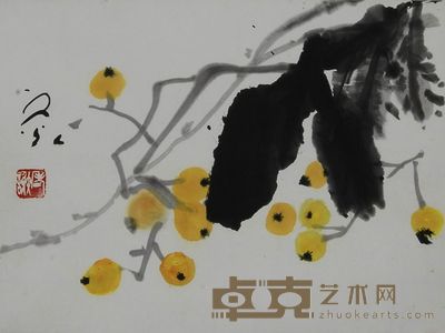 谢之光 枇杷 立轴 34×46cm