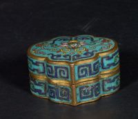 18世纪 铜胎掐丝珐琅灵芝式盖盒