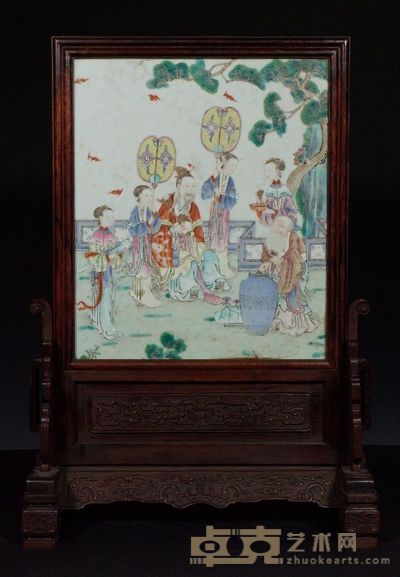 清乾隆 粉彩福寿人物插屏 高56cm