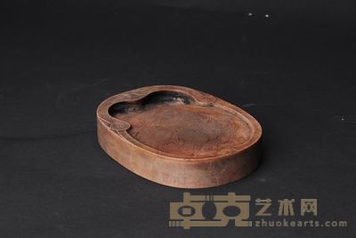 民国 红丝石雕御题诗鸟纹砚 长12cm