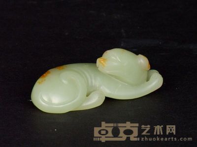 清 黄玉雕卧犬摆件 长5.5cm