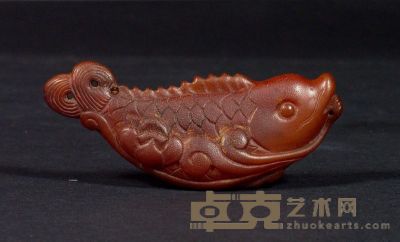 犀角雕鱼形挂件 长8cm