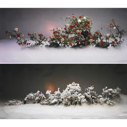 王庆松 2003年作 Ethereal Beauty 与 Auspicious Snow（共两件）
