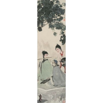 傅抱石 东山丝竹 镜心