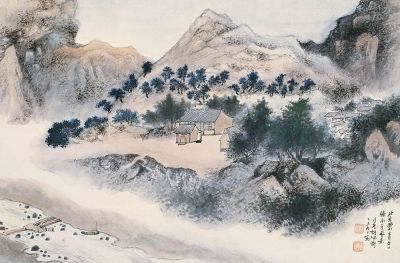 胡佩衡 1955年作 北京西山小景 镜心