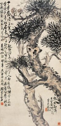 赵云壑 1931年作 双松图 立轴