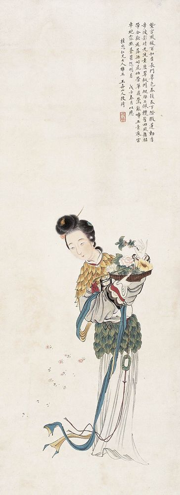 改琦(款) 1828年作 仕女图 立轴