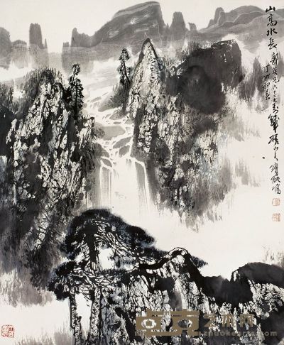 刘宝纯 1987年作 山高水长 立轴 67×55cm