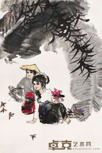 史国良 戏雀图 镜心 68×45cm