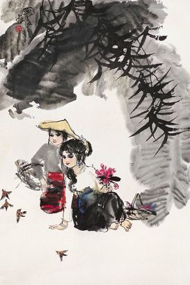 史国良 戏雀图 镜心