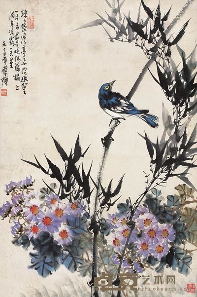 苏葆祯 1975年作 花鸟 立轴 68×45cm