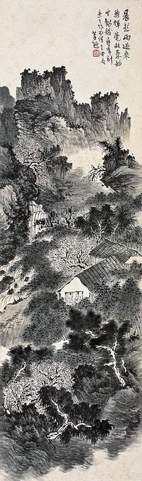 萧谦中 1932年作 山水 立轴