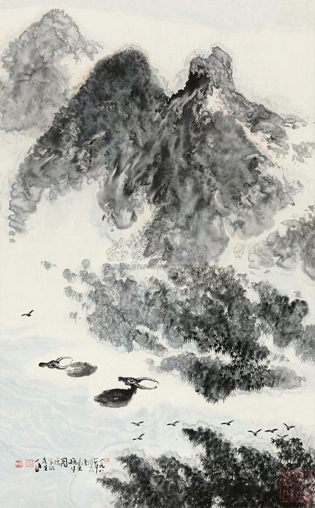 陈家泠 1981年作 晚牛图 立轴95×59cm