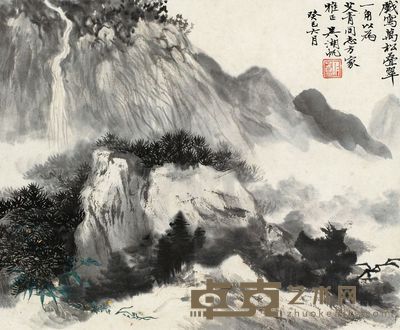 吴湖帆 1953年作 万松叠翠 镜框 21.5×25.5cm
