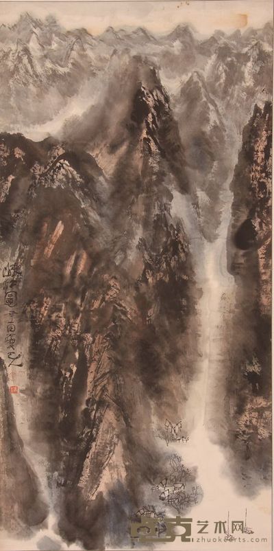 《峡江图》立轴 137×68  cm