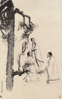 傅抱石 东山图 镜框