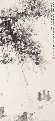 傅抱石 1961年作 虎溪三笑 镜框