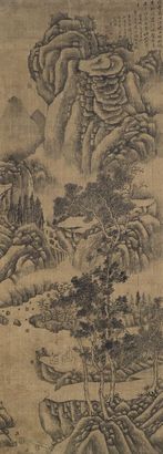 陆介祉 1643年作 春山论道 立轴