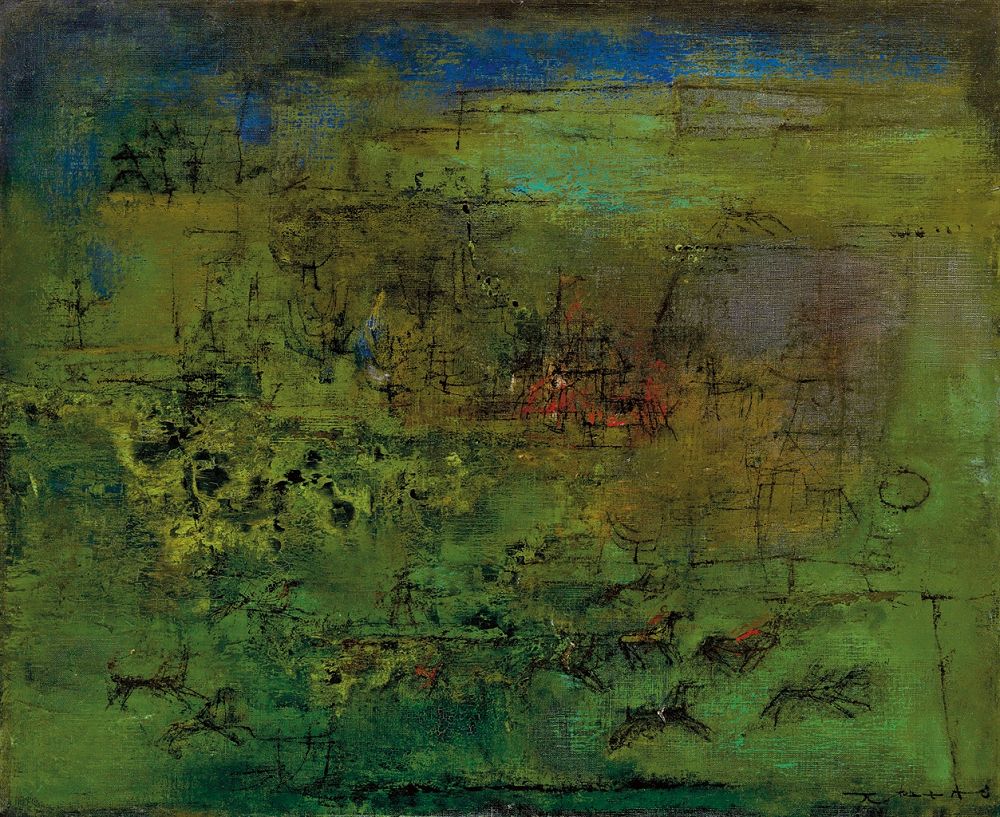 赵无极 1952年作 赛马60×73cm