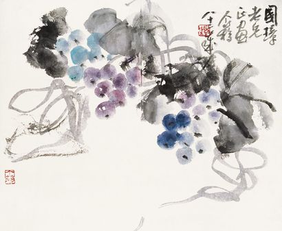 王个簃 葡萄 立轴