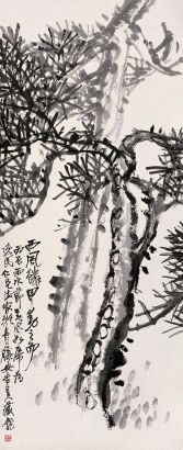 吴涵 丙辰（1916年）作 双松图 立轴