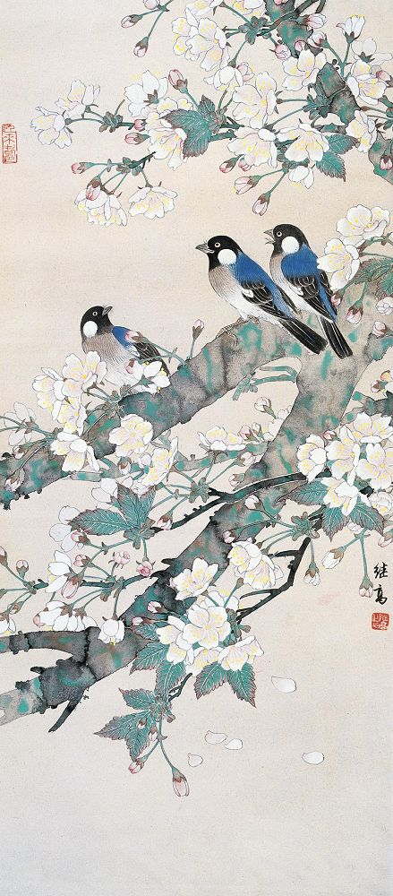 喻继高 鸟语花香 镜心82×36cm