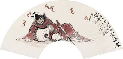 顾炳鑫 甲子（1984年）作 醉钟馗 扇面